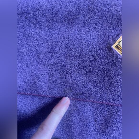 70s Vintage Purple Ultra Suede Purse w Chain Strap - Picture 7 of 13